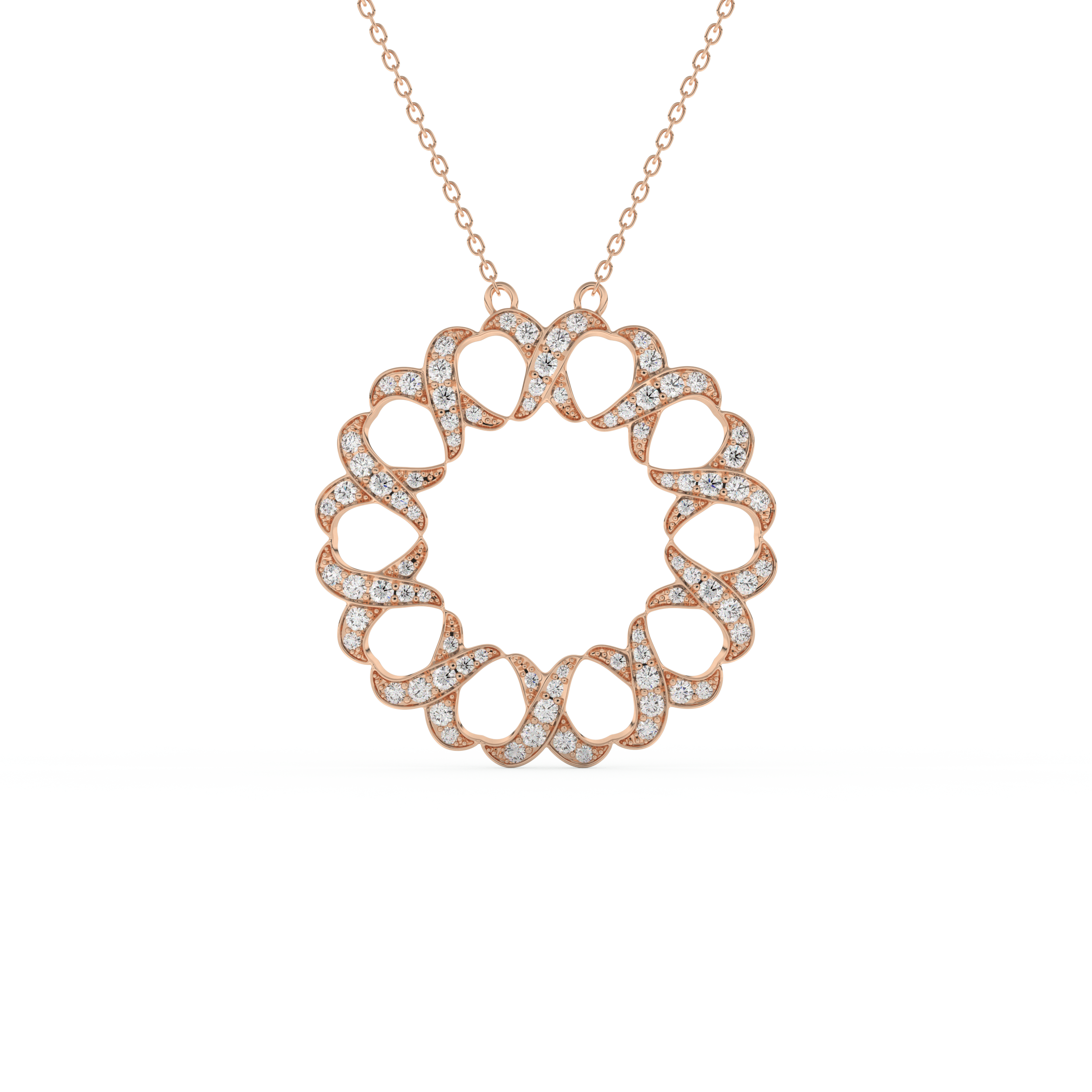 Stunning 0.302 CT Round Moissanite Diamond Spiral Necklace in Solid Gold