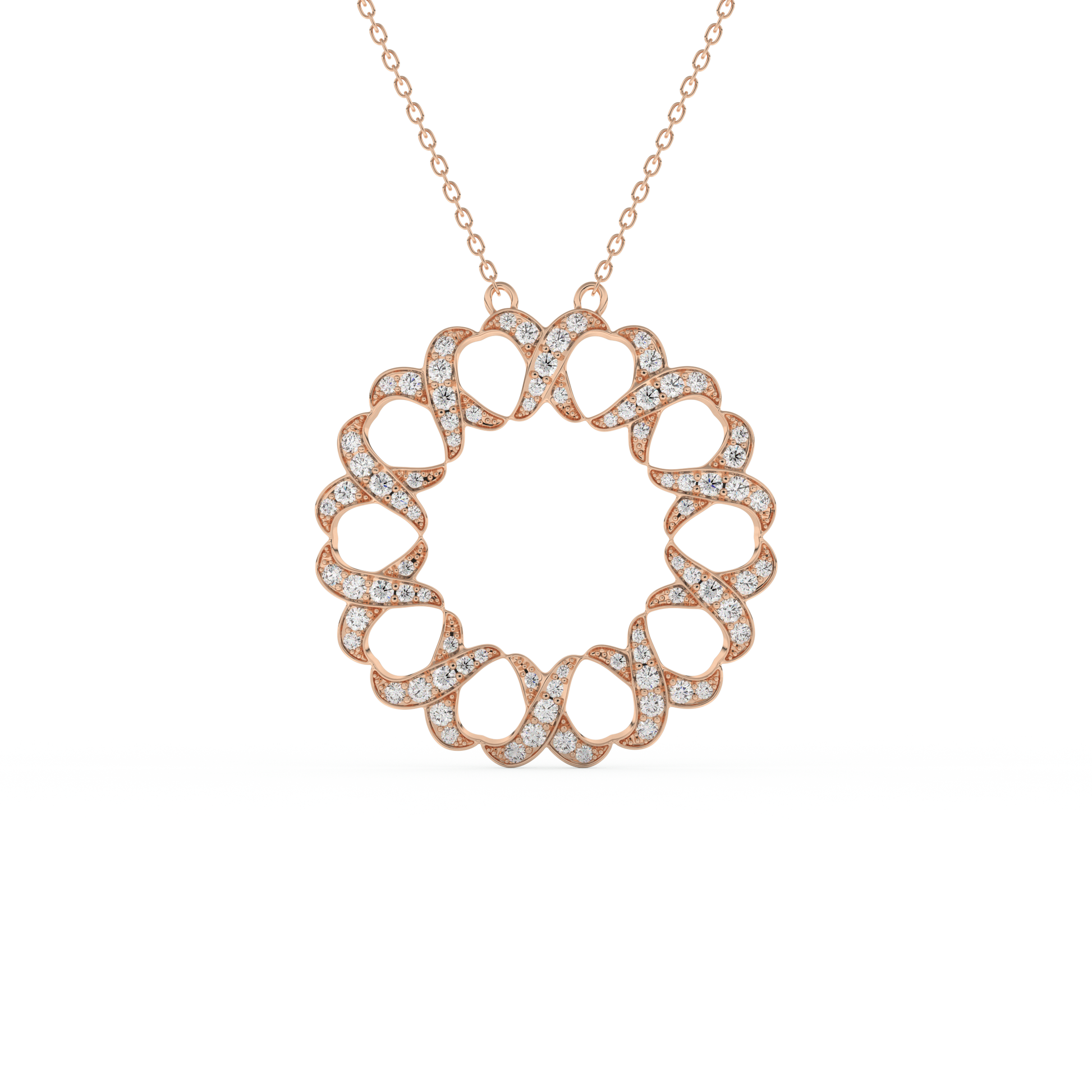 Stunning 0.302 CT Round Moissanite Diamond Spiral Necklace in Solid Gold