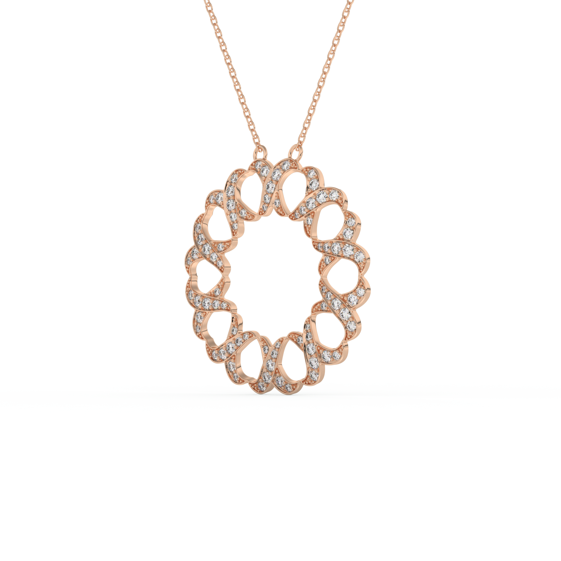Stunning 0.302 CT Round Moissanite Diamond Spiral Necklace in Solid Gold