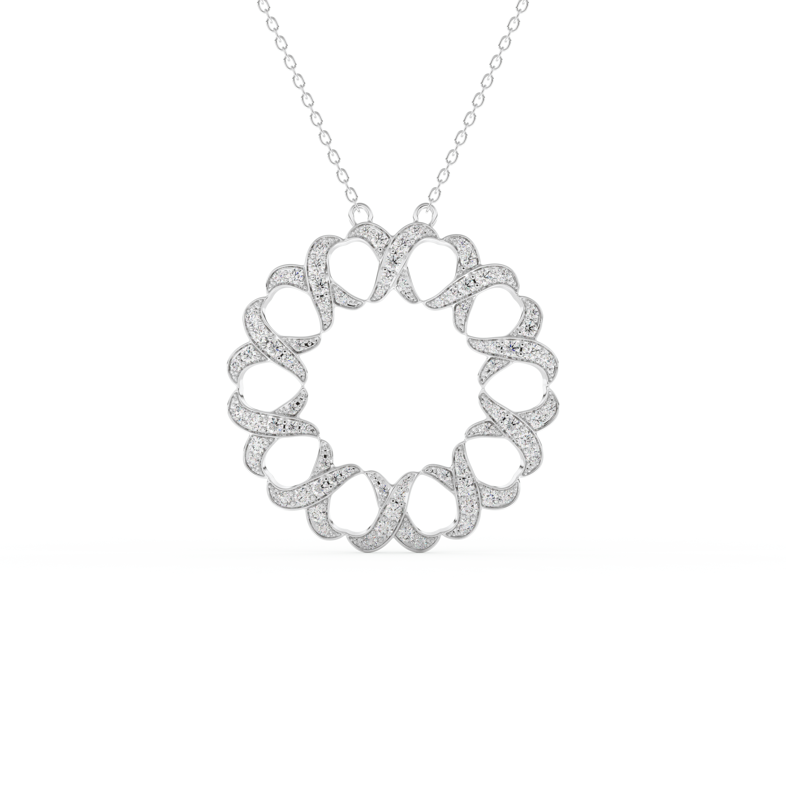 Stunning 0.302 CT Round Moissanite Diamond Spiral Necklace in Solid Gold