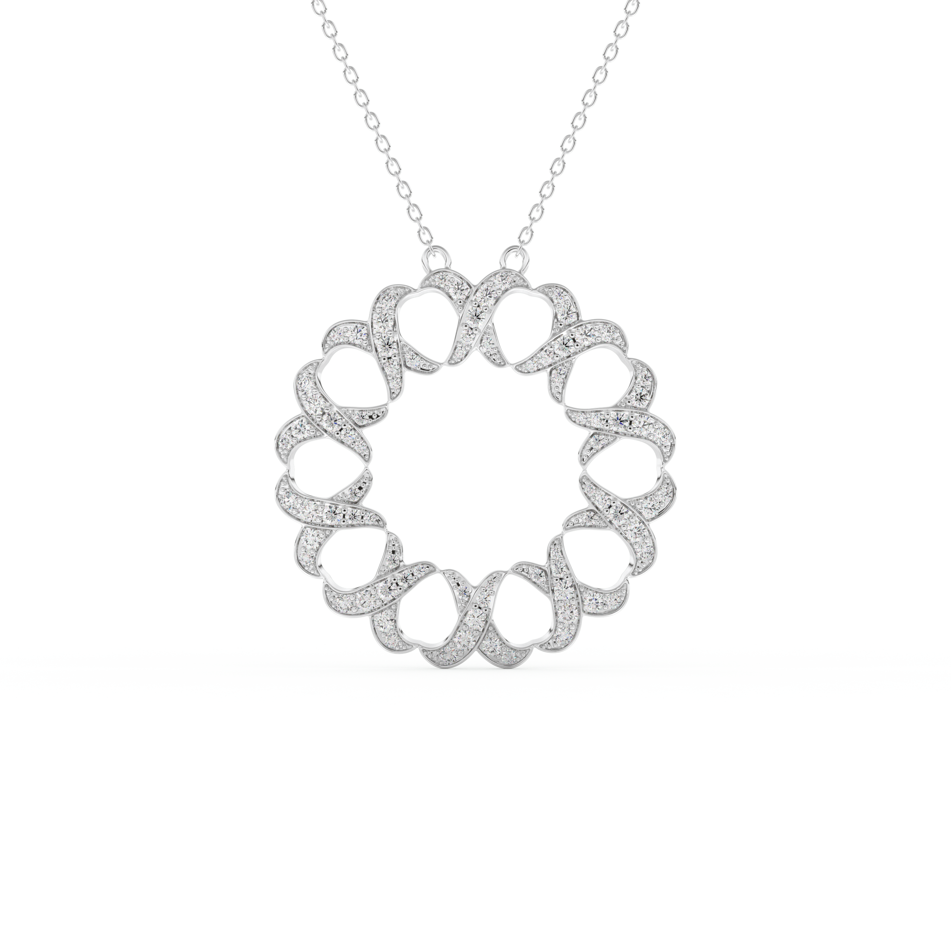Stunning 0.302 CT Round Moissanite Diamond Spiral Necklace in Solid Gold