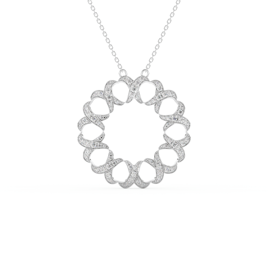 Stunning 0.302 CT Round Moissanite Diamond Spiral Necklace in Solid Gold