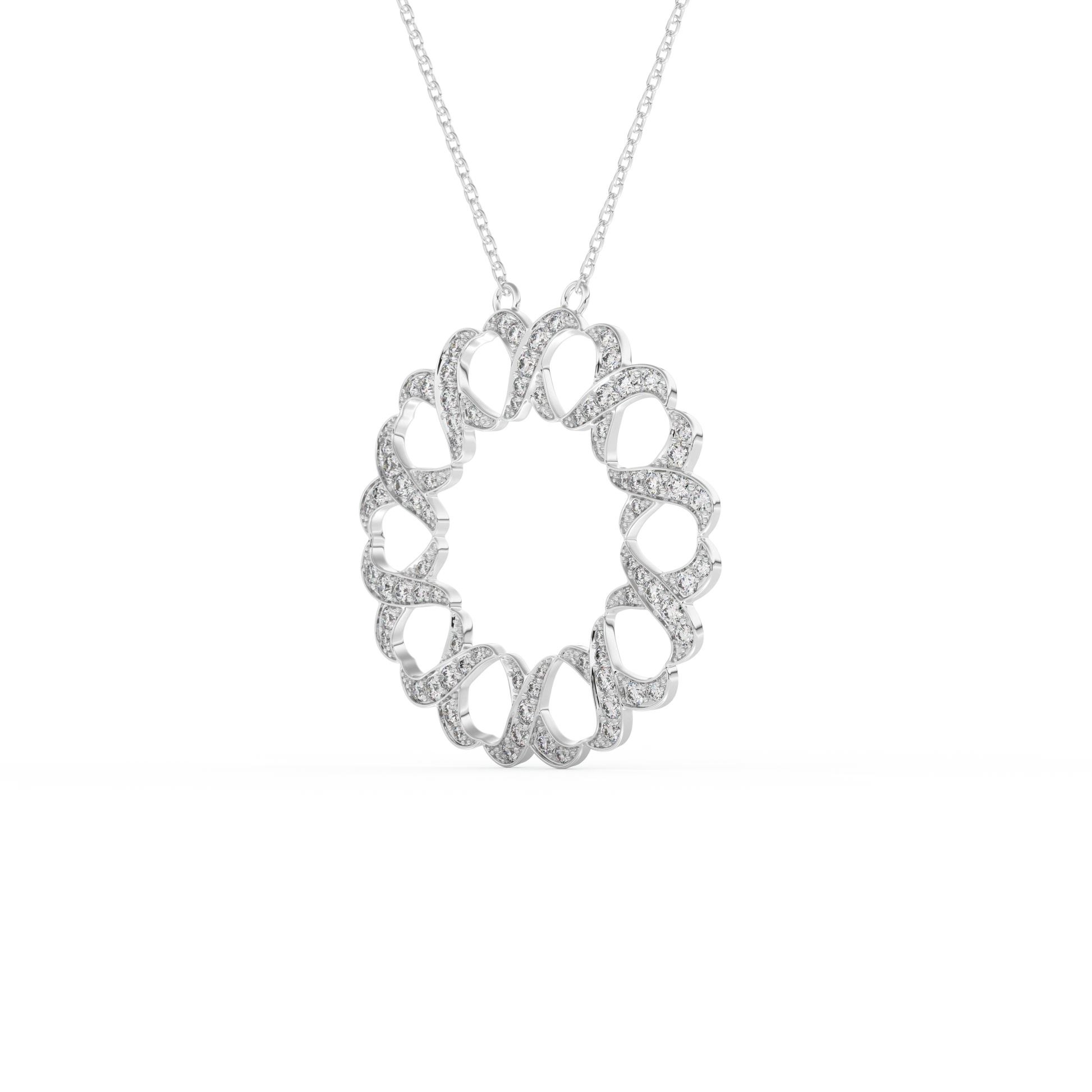 Stunning 0.302 CT Round Moissanite Diamond Spiral Necklace in Solid Gold