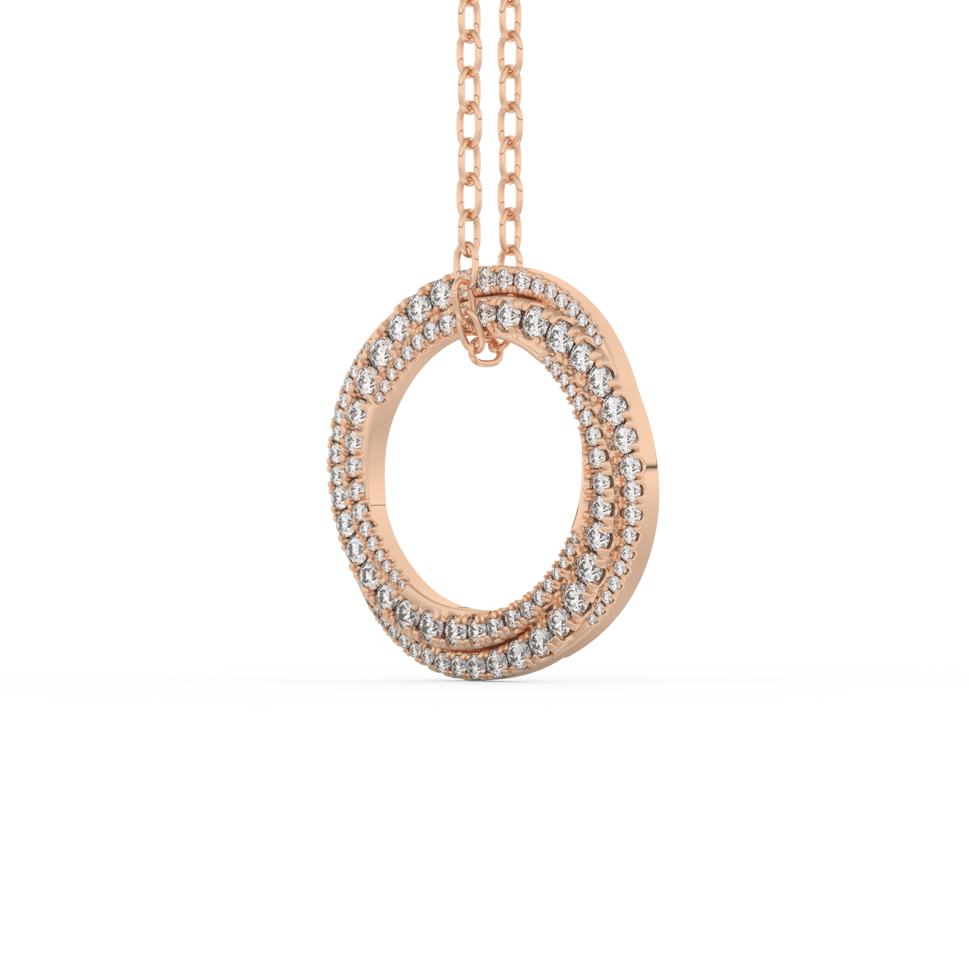 Stunning 1.288 CT Round Moissanite Diamond Spiral Necklace in Solid Gold