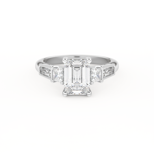 Emerald Cut 1.83 Carat Moissanite Ring – Cluster Setting in Gold