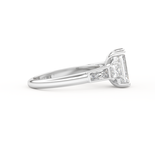 Emerald Cut 1.83 Carat Moissanite Ring – Cluster Setting in Gold