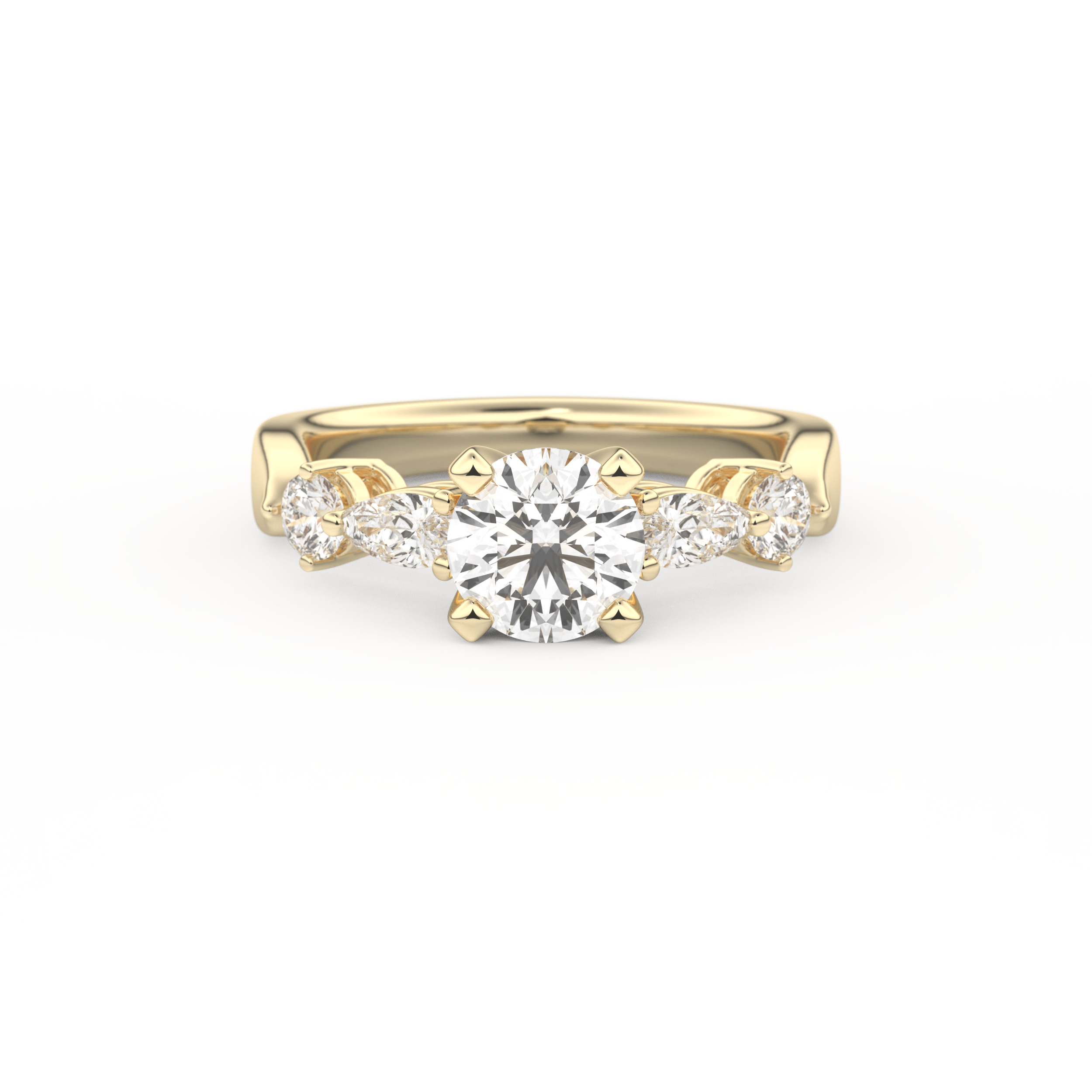 Round Cut 1.03 Carat Moissanite Ring – Cluster Setting in Gold