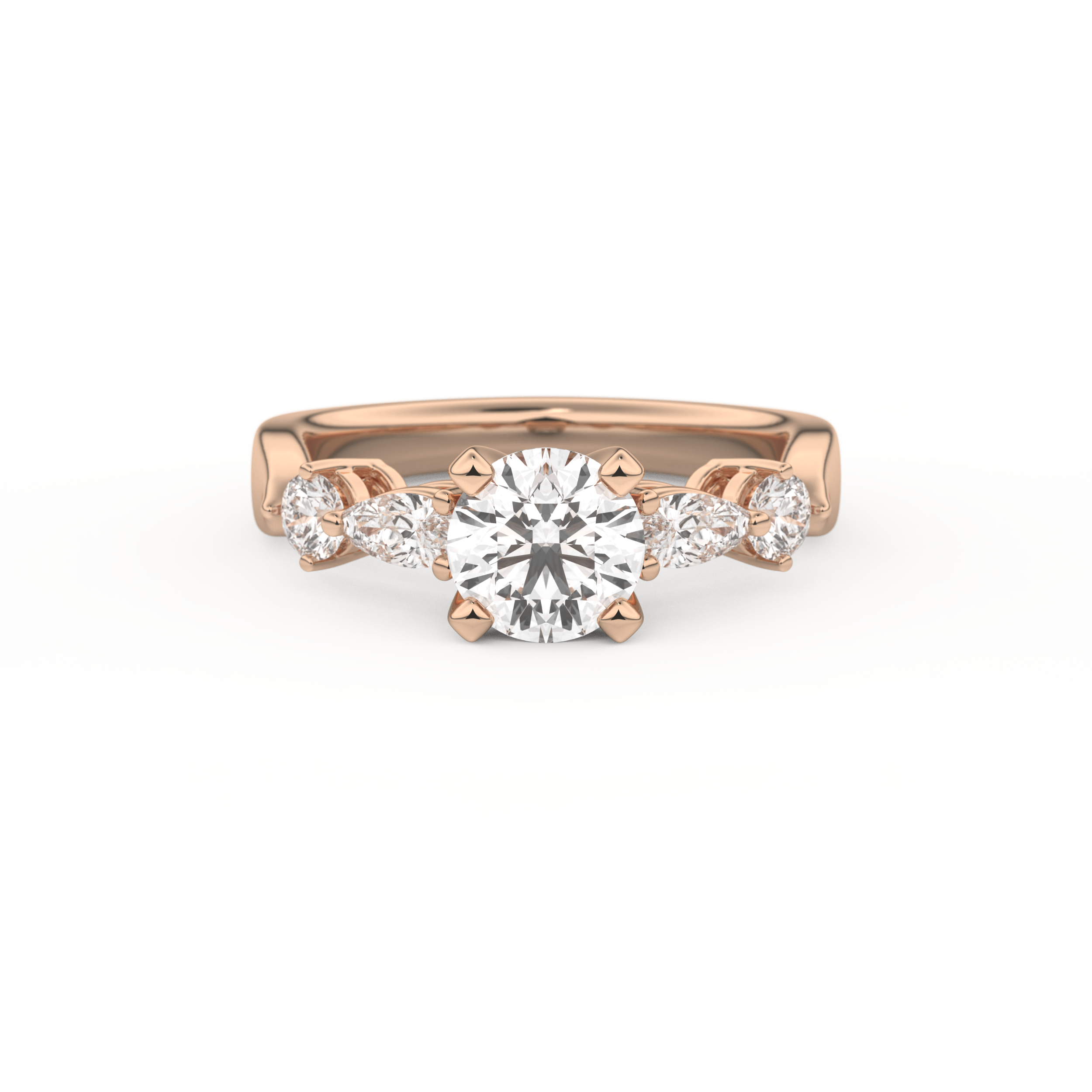 Round Cut 1.03 Carat Moissanite Ring – Cluster Setting in Gold