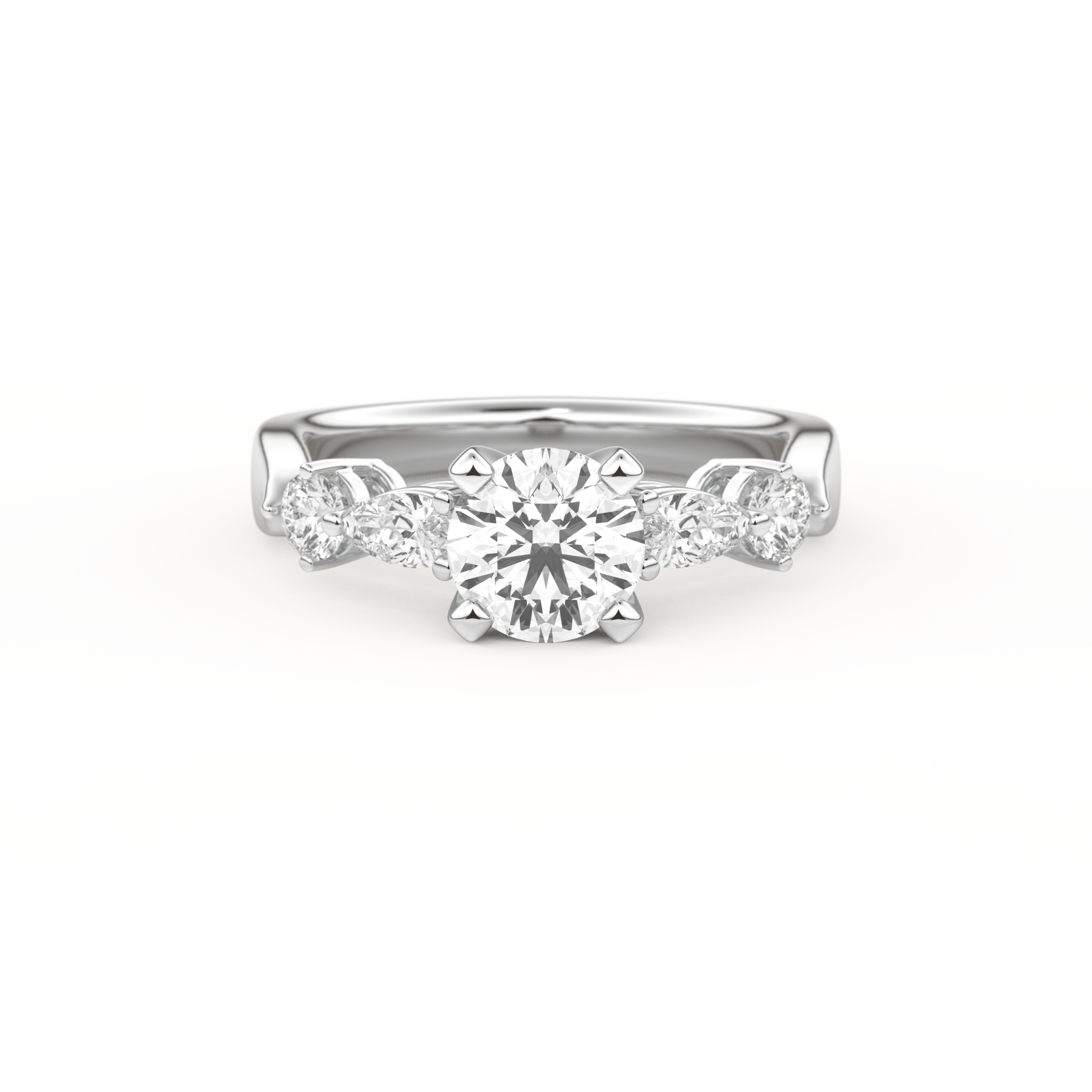 Round Cut 1.03 Carat Moissanite Ring – Cluster Setting in Gold