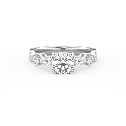 Round Cut 1.03 Carat Moissanite Ring – Cluster Setting in Gold
