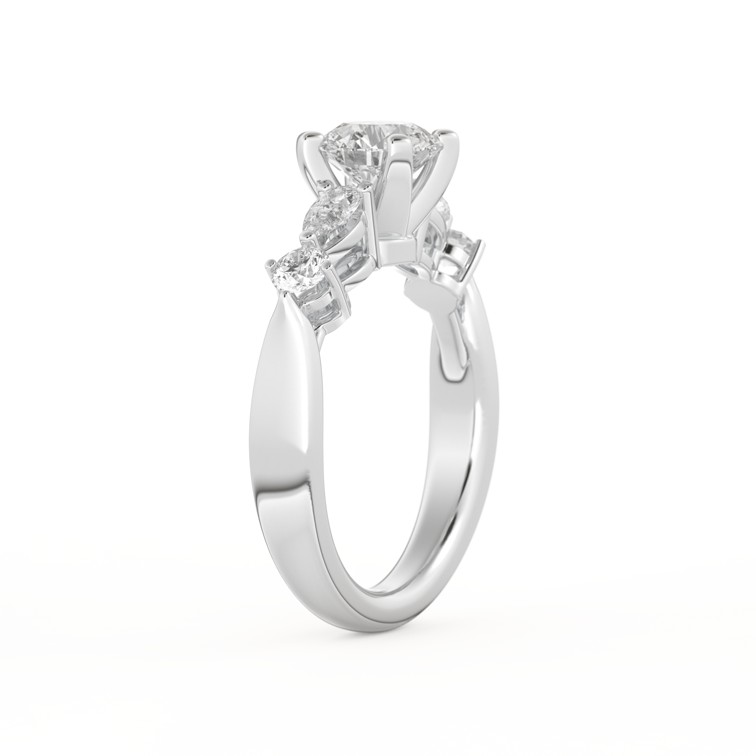 Round Cut 1.03 Carat Moissanite Ring – Cluster Setting in Gold