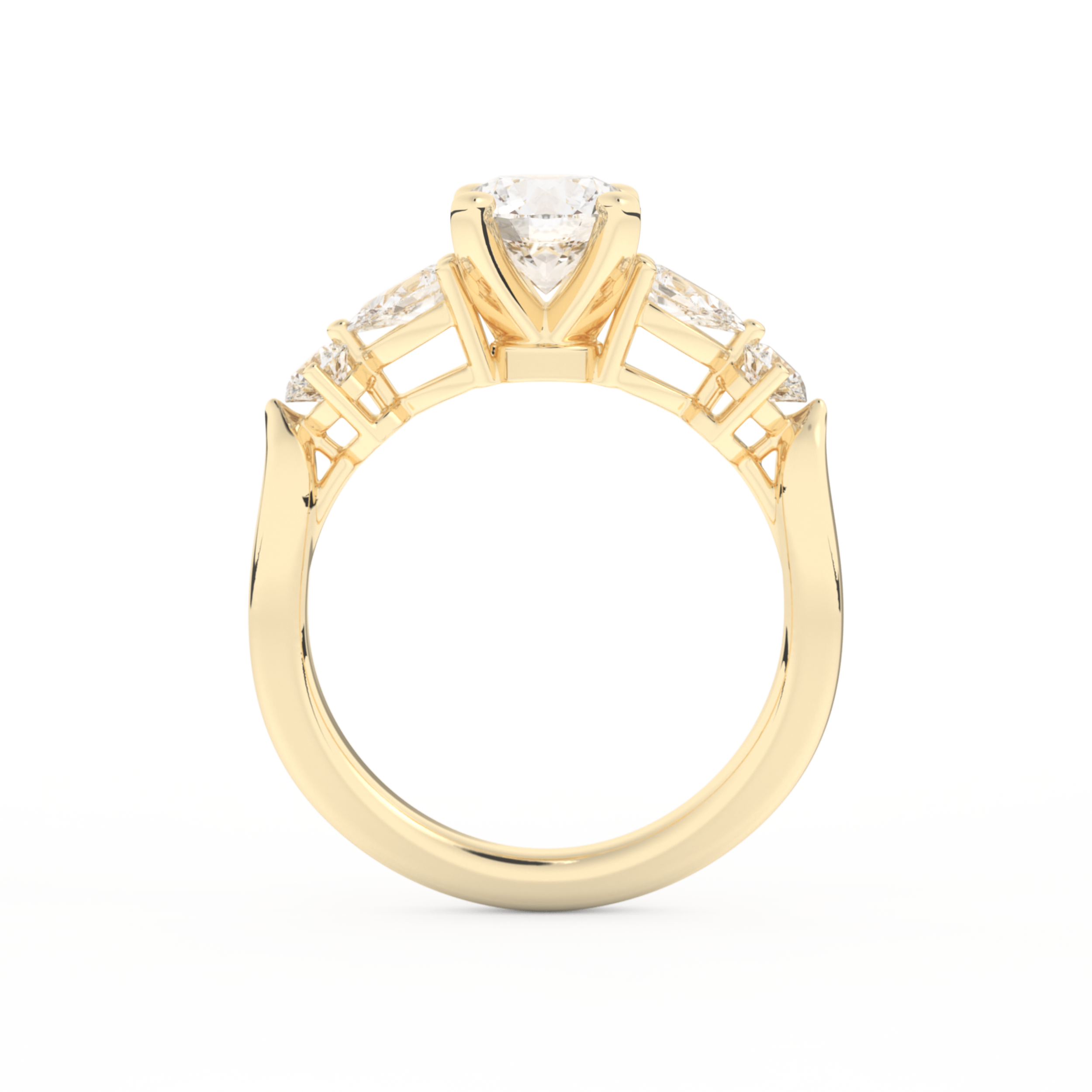 Round Cut 1.03 Carat Moissanite Ring – Cluster Setting in Gold