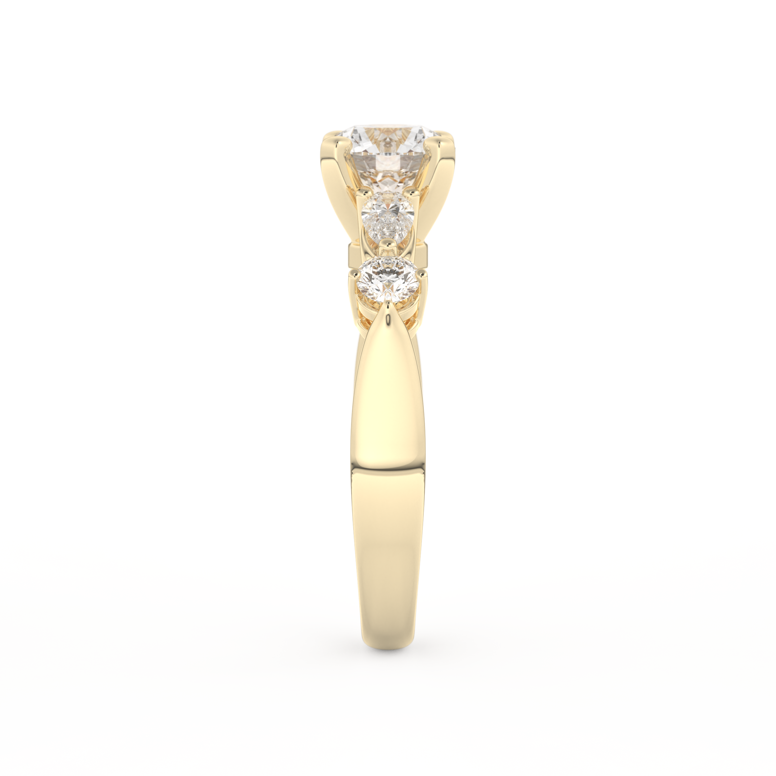 Round Cut 1.03 Carat Moissanite Ring – Cluster Setting in Gold