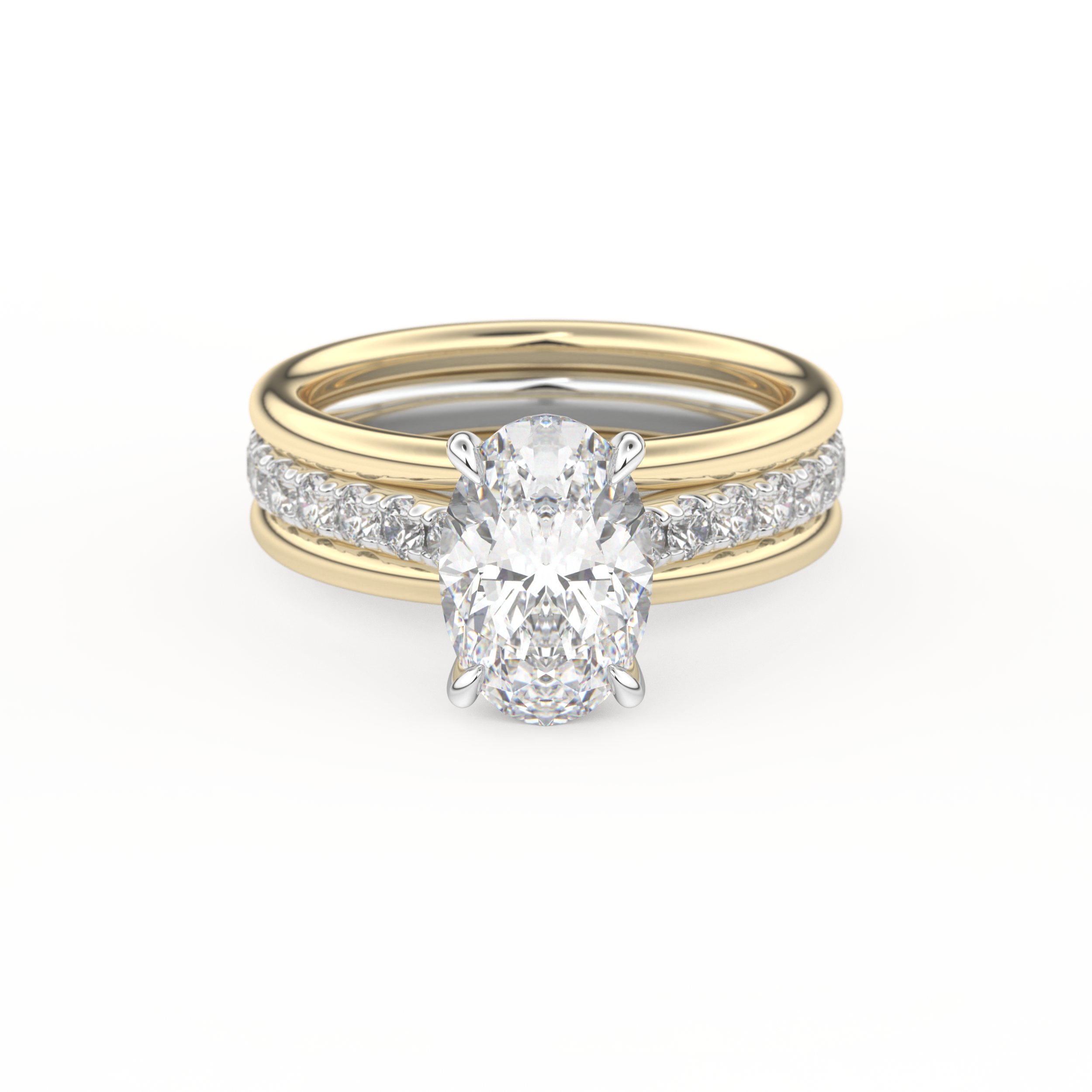 Oval Cut 2.07 Carat Moissanite Ring – Channel Pave Setting in Gold