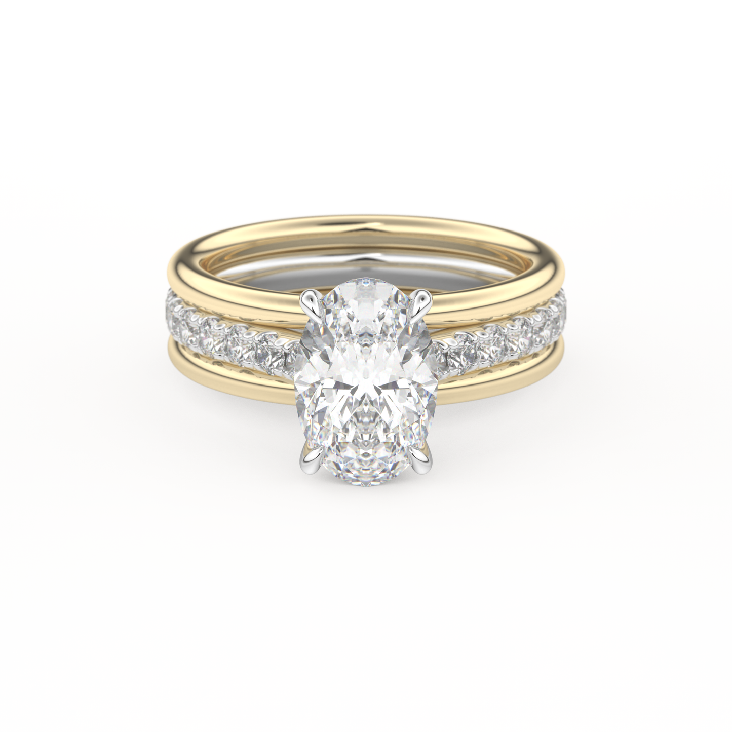 Oval Cut 2.07 Carat Moissanite Ring – Channel Pave Setting in Gold