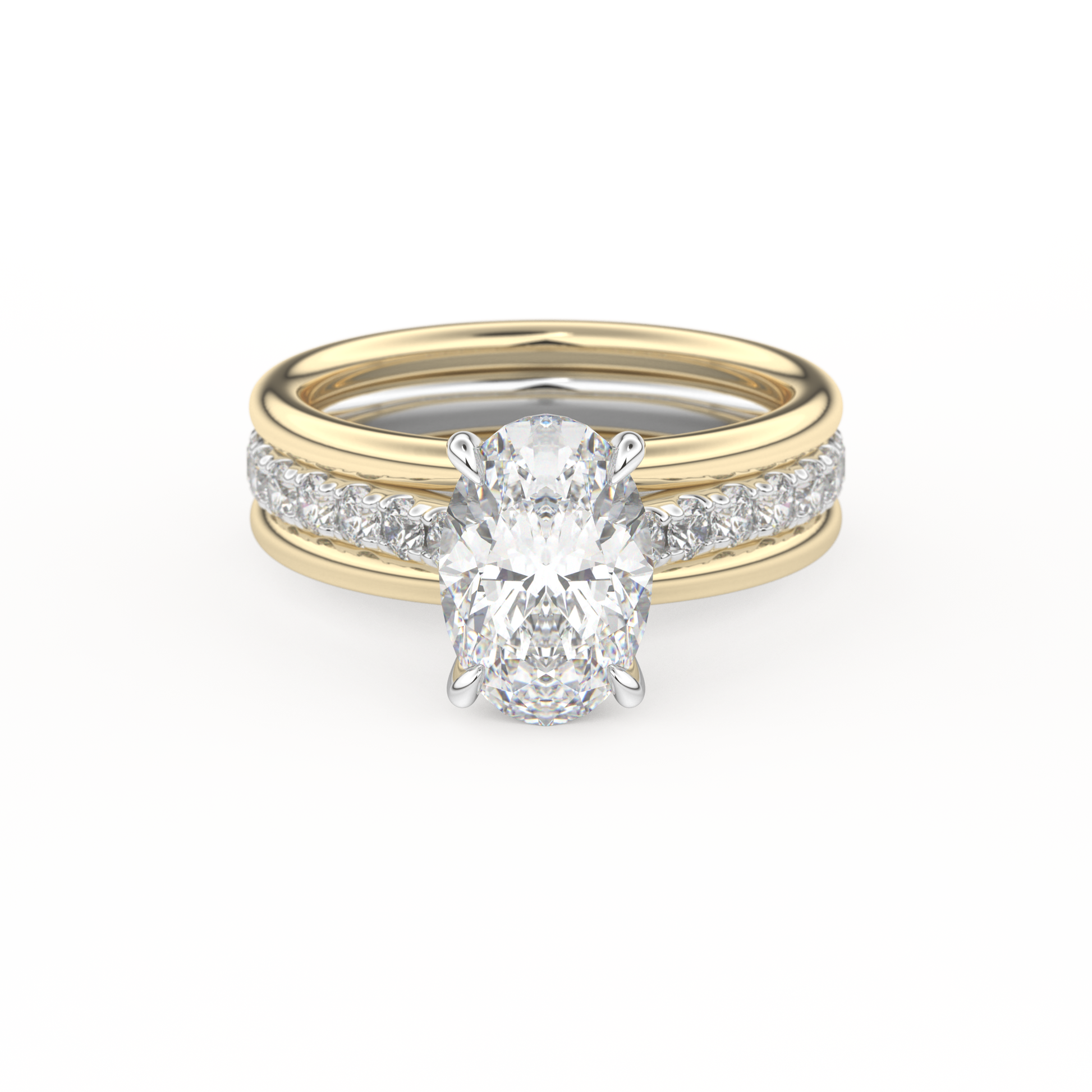 Oval Cut 2.07 Carat Moissanite Ring – Channel Pave Setting in Gold