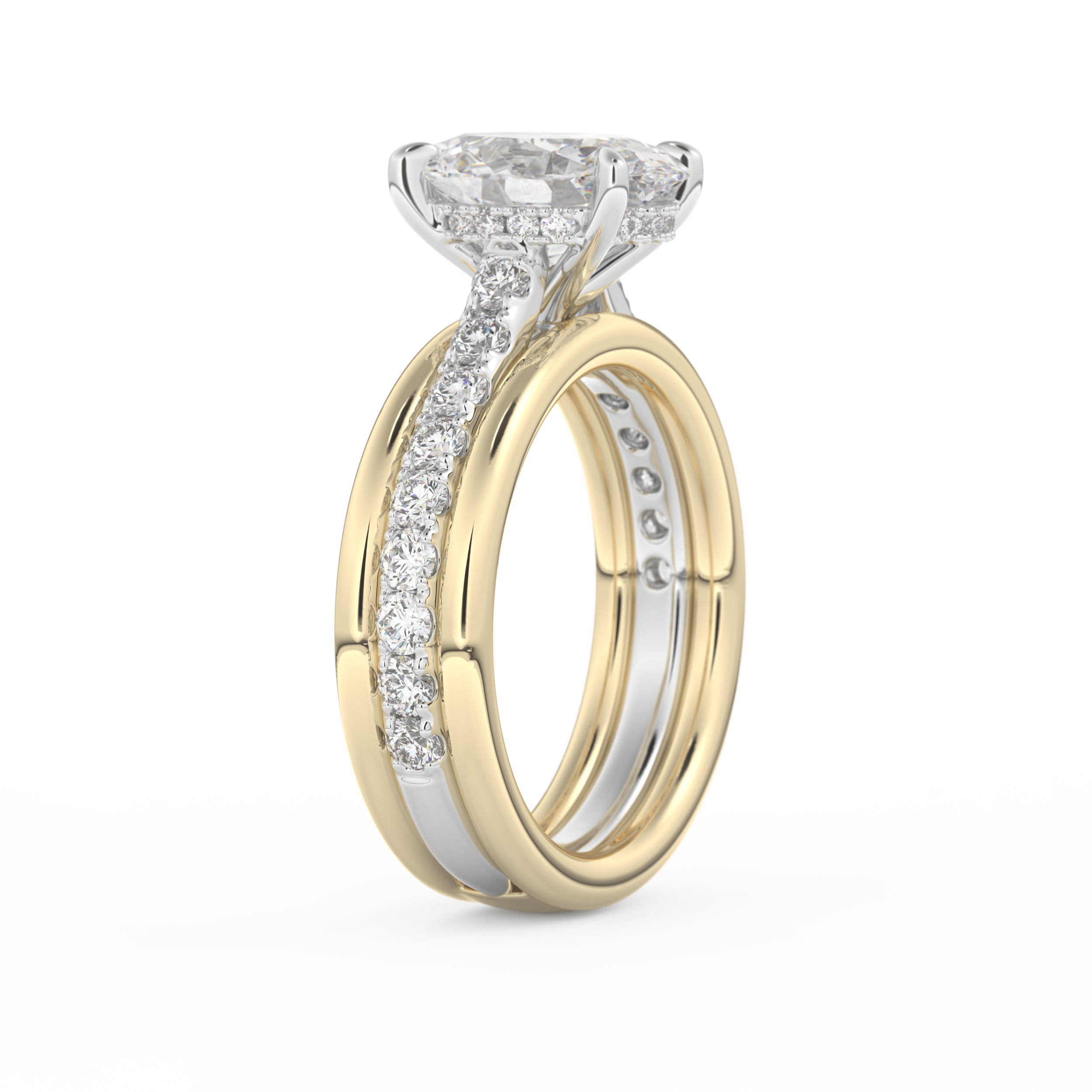Oval Cut 2.07 Carat Moissanite Ring – Channel Pave Setting in Gold