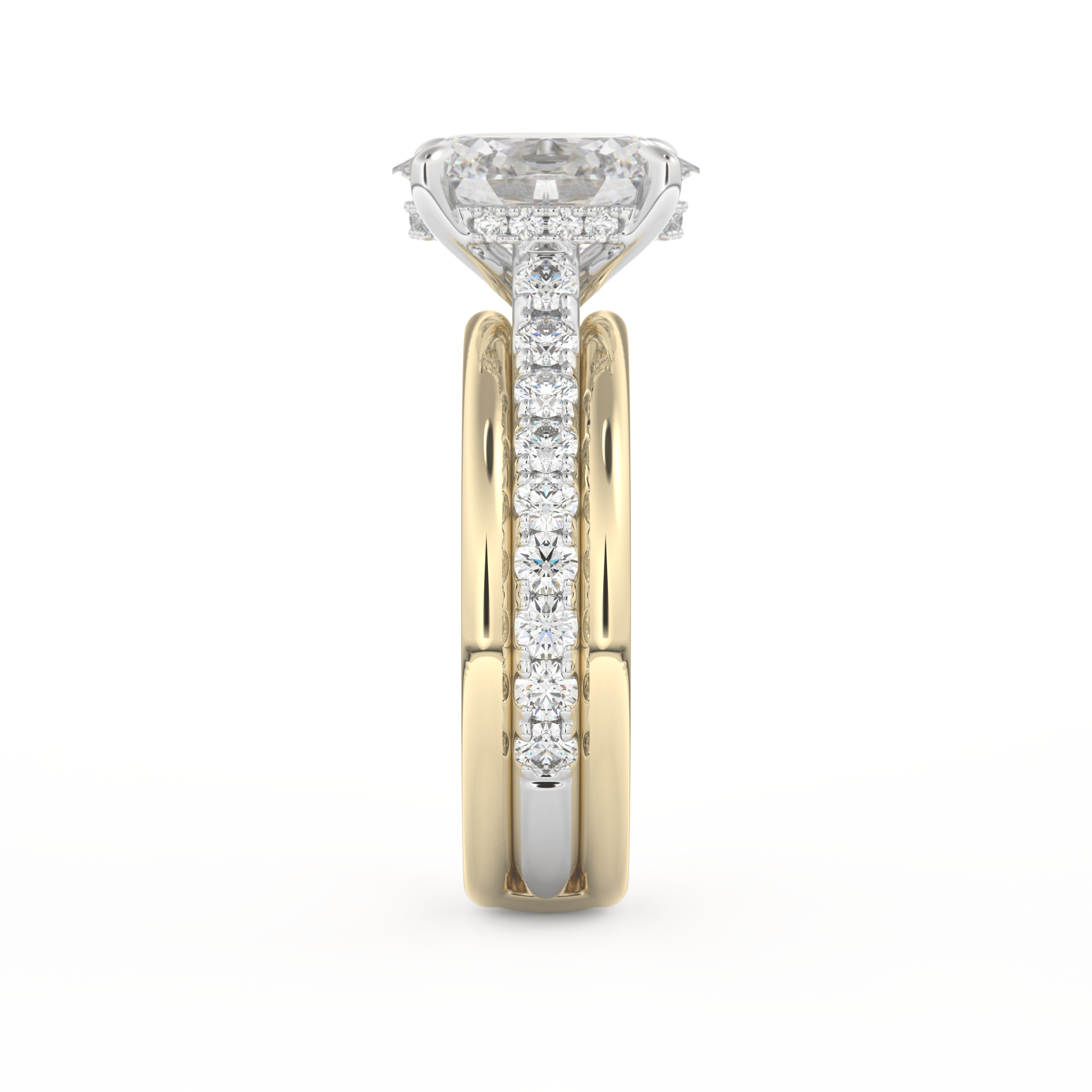 Oval Cut 2.07 Carat Moissanite Ring – Channel Pave Setting in Gold