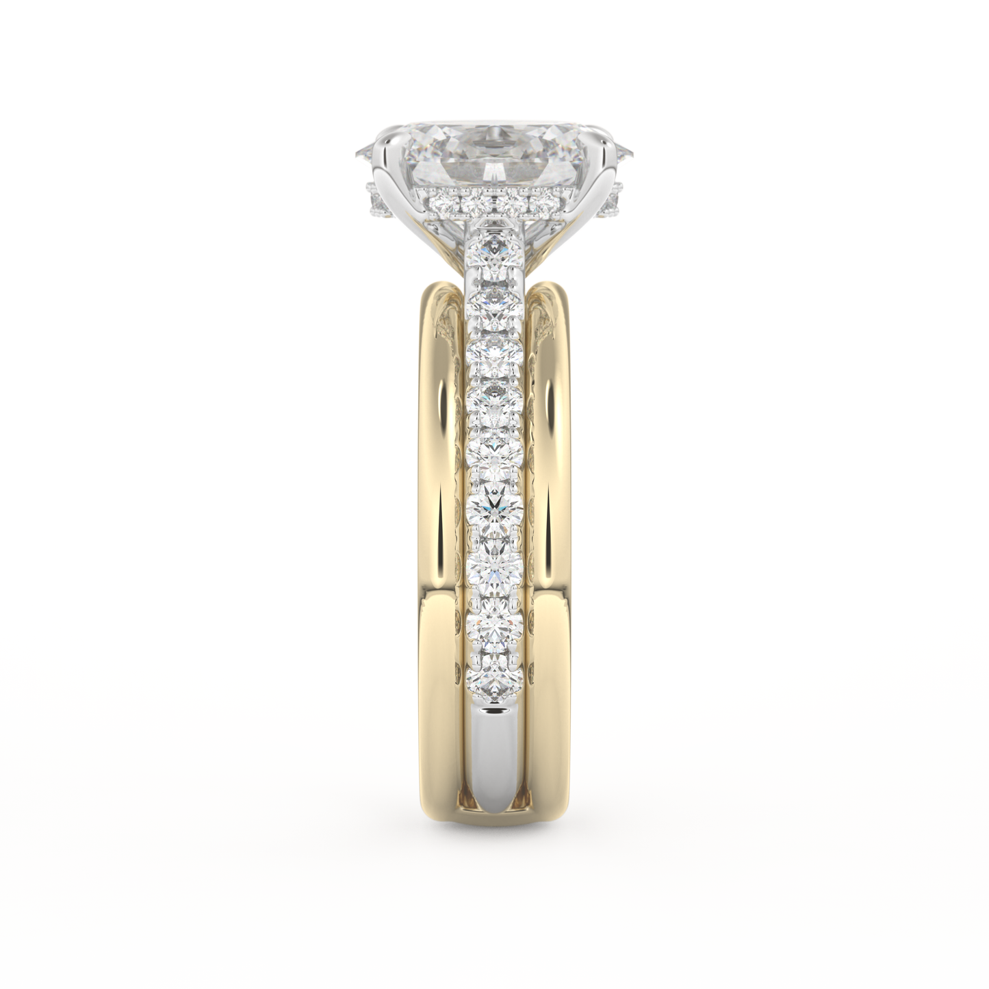 Oval Cut 2.07 Carat Moissanite Ring – Channel Pave Setting in Gold