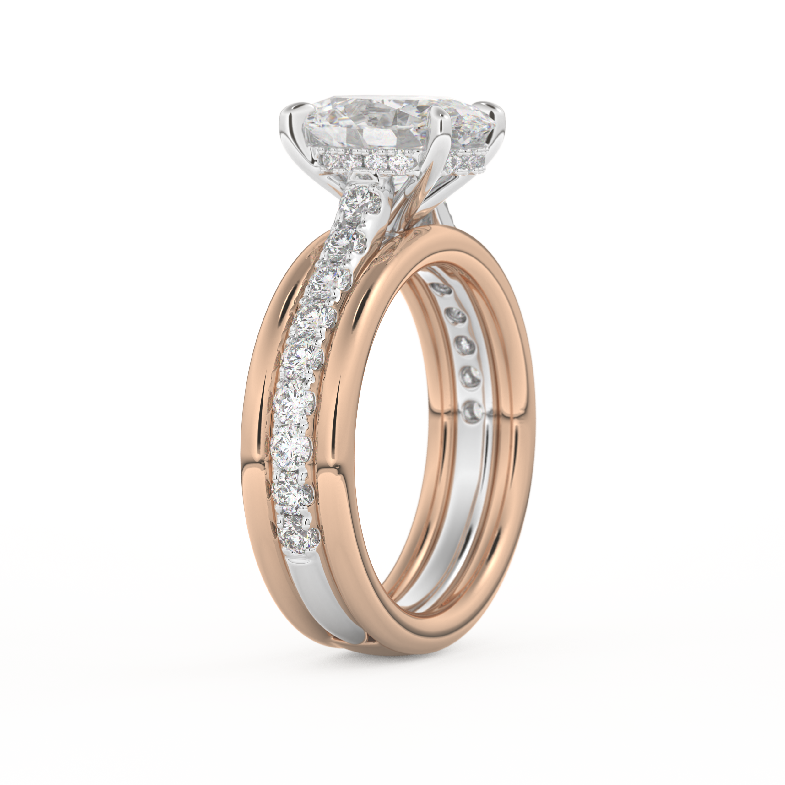 Oval Cut 2.07 Carat Moissanite Ring – Channel Pave Setting in Gold