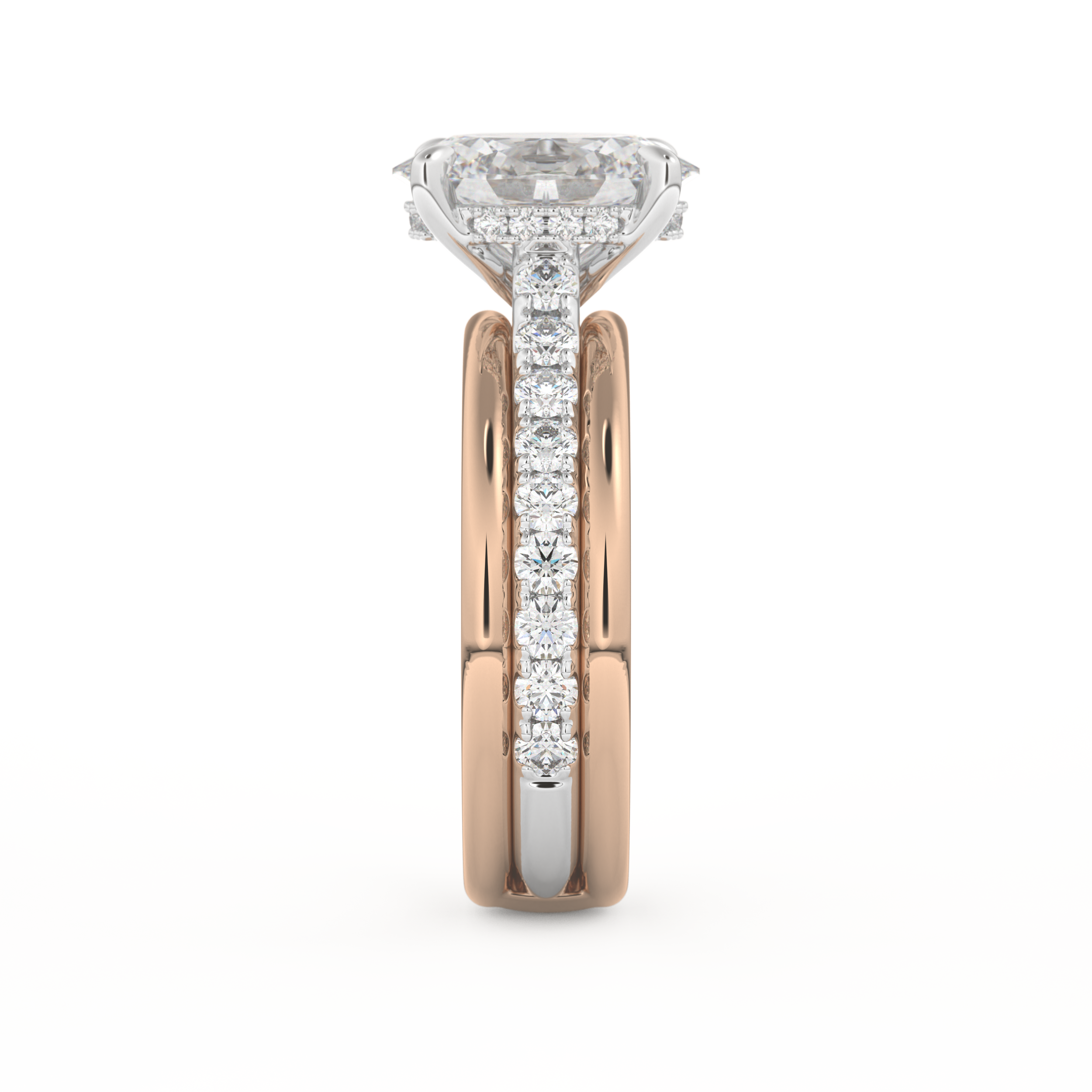 Oval Cut 2.07 Carat Moissanite Ring – Channel Pave Setting in Gold