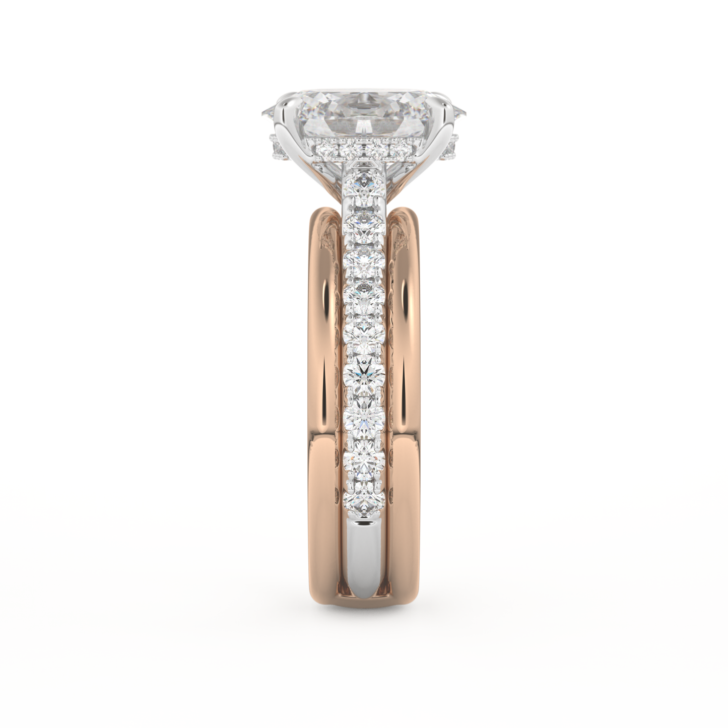 Oval Cut 2.07 Carat Moissanite Ring – Channel Pave Setting in Gold