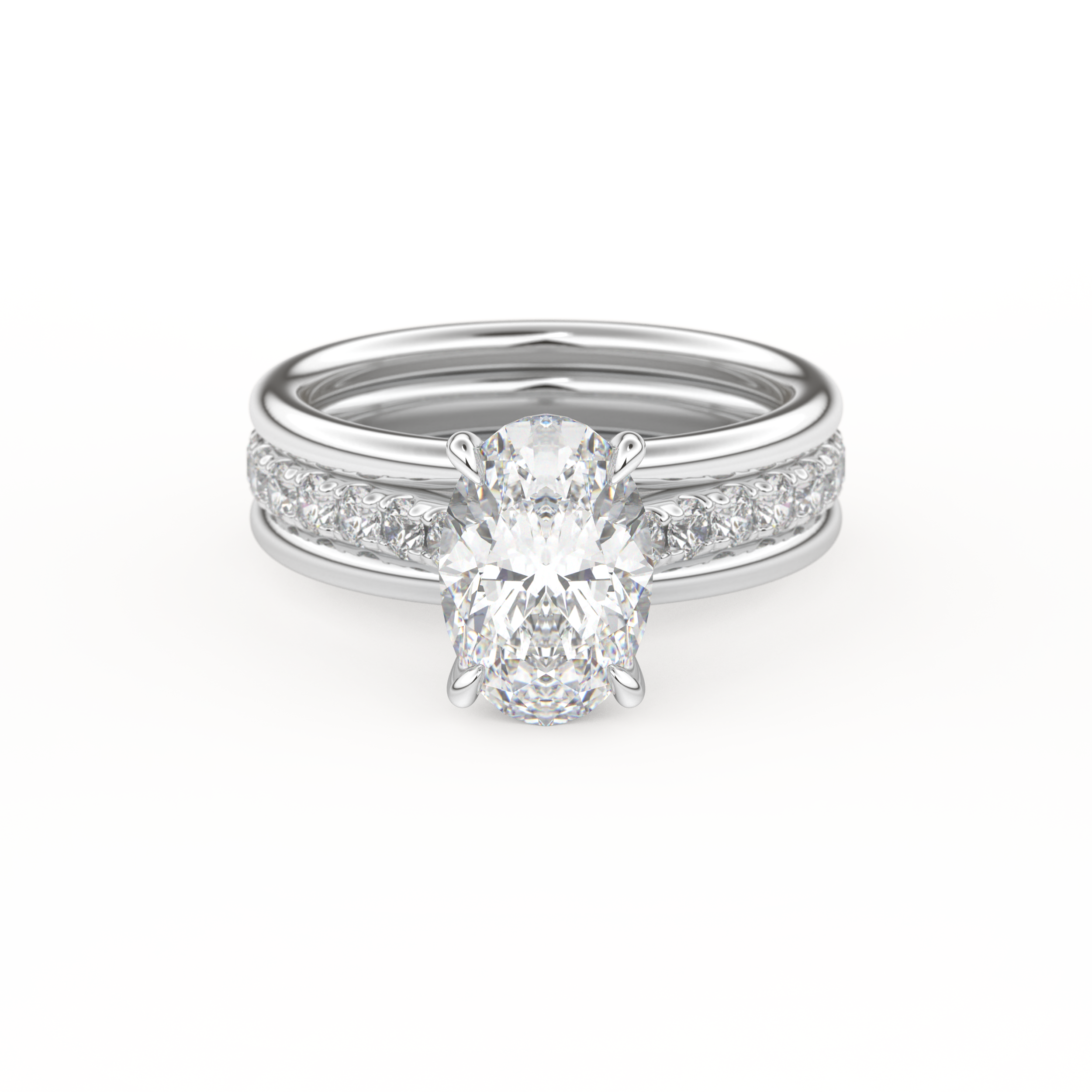 Oval Cut 2.07 Carat Moissanite Ring – Channel Pave Setting in Gold