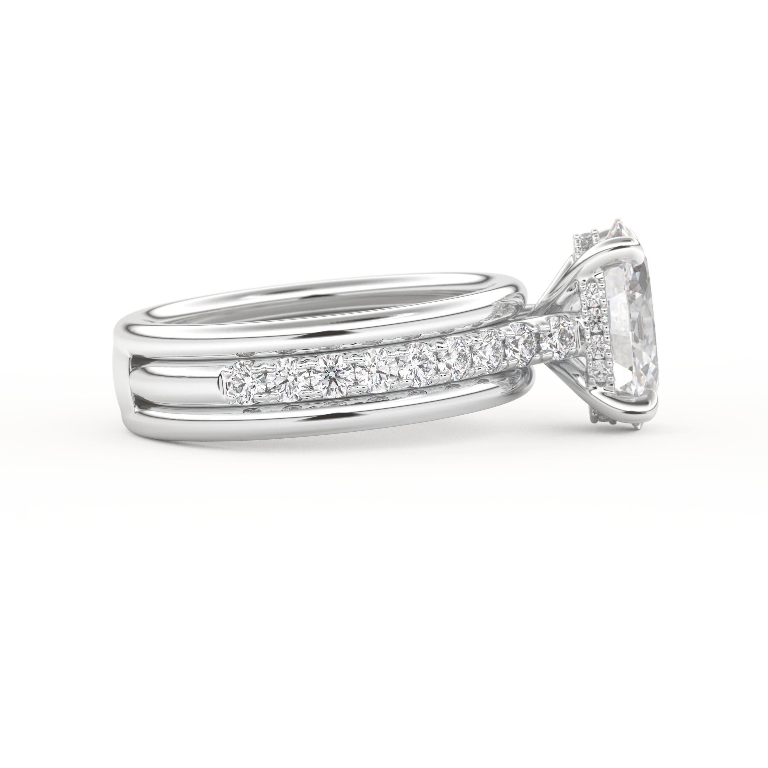 Oval Cut 2.07 Carat Moissanite Ring – Channel Pave Setting in Gold