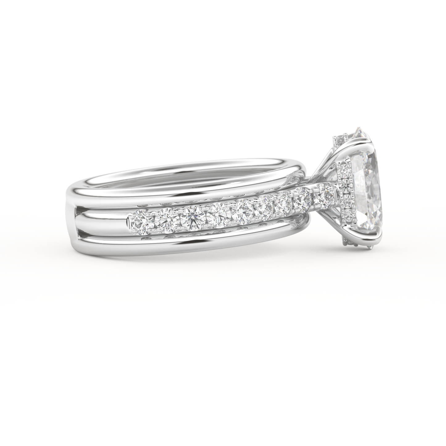 Oval Cut 2.07 Carat Moissanite Ring – Channel Pave Setting in Gold