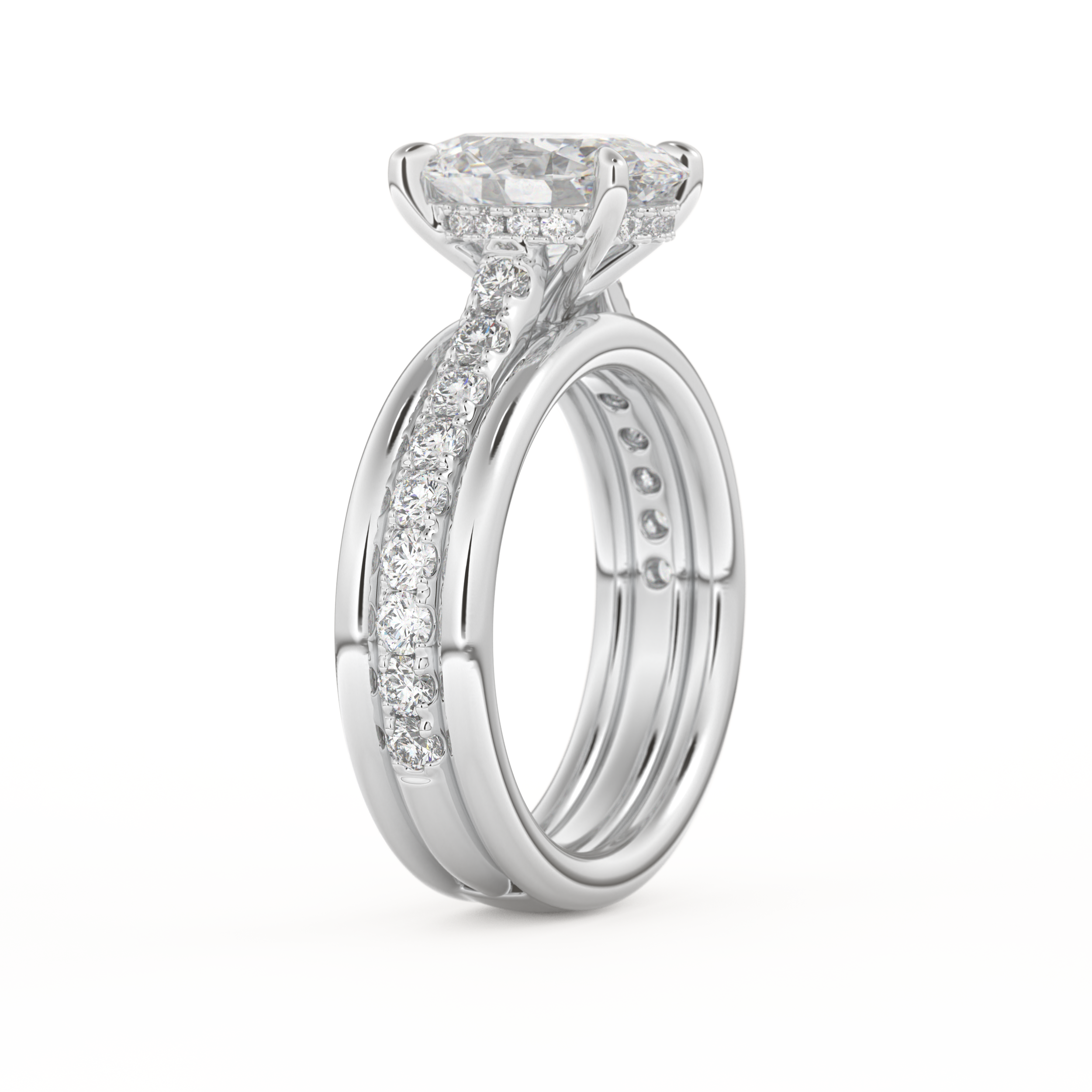 Oval Cut 2.07 Carat Moissanite Ring – Channel Pave Setting in Gold