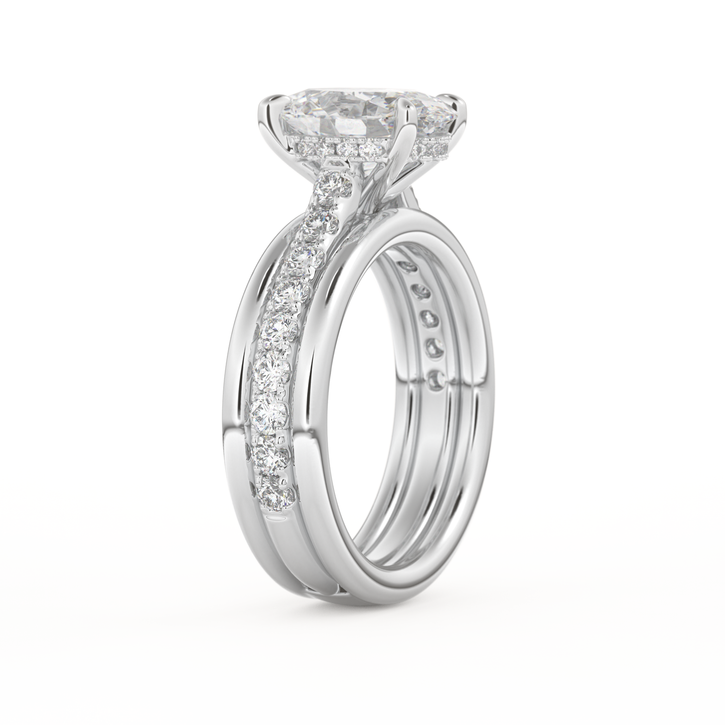 Oval Cut 2.07 Carat Moissanite Ring – Channel Pave Setting in Gold