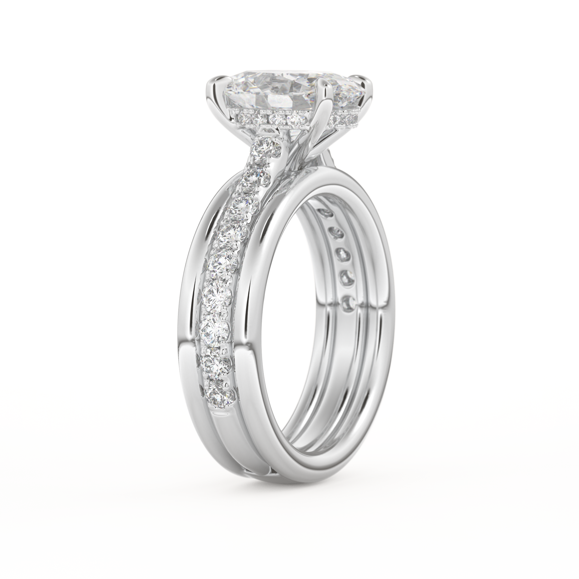 Oval Cut 2.07 Carat Moissanite Ring – Channel Pave Setting in Gold