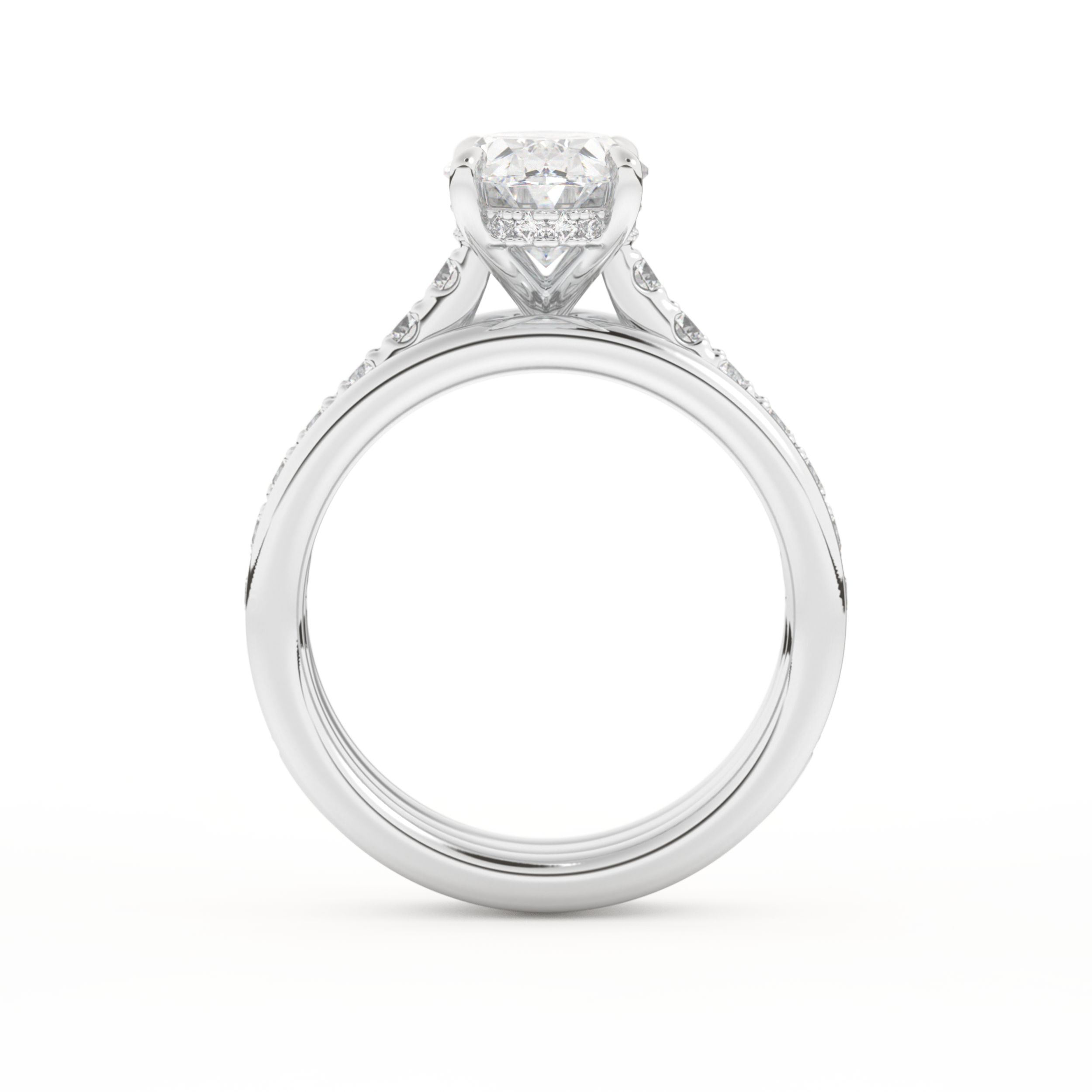 Oval Cut 2.07 Carat Moissanite Ring – Channel Pave Setting in Gold