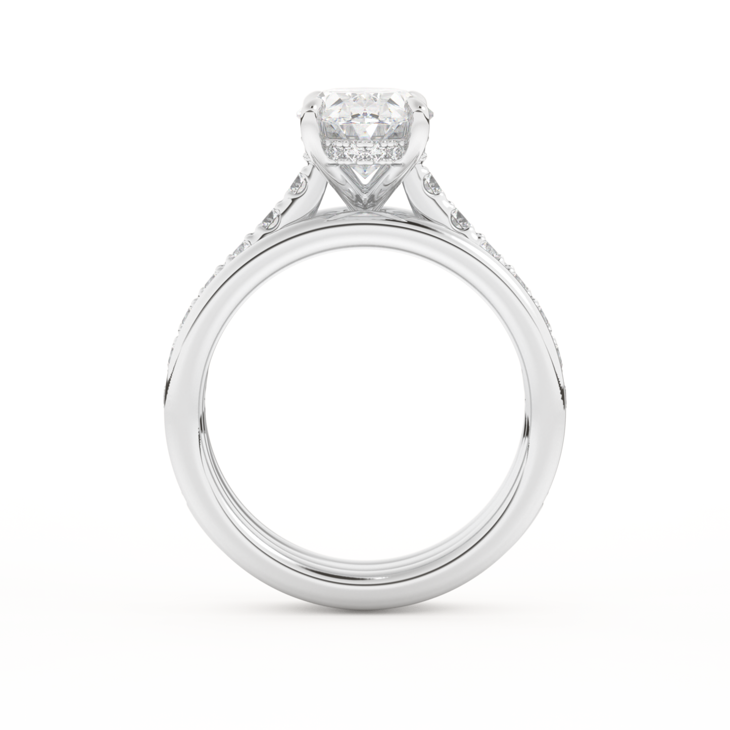 Oval Cut 2.07 Carat Moissanite Ring – Channel Pave Setting in Gold