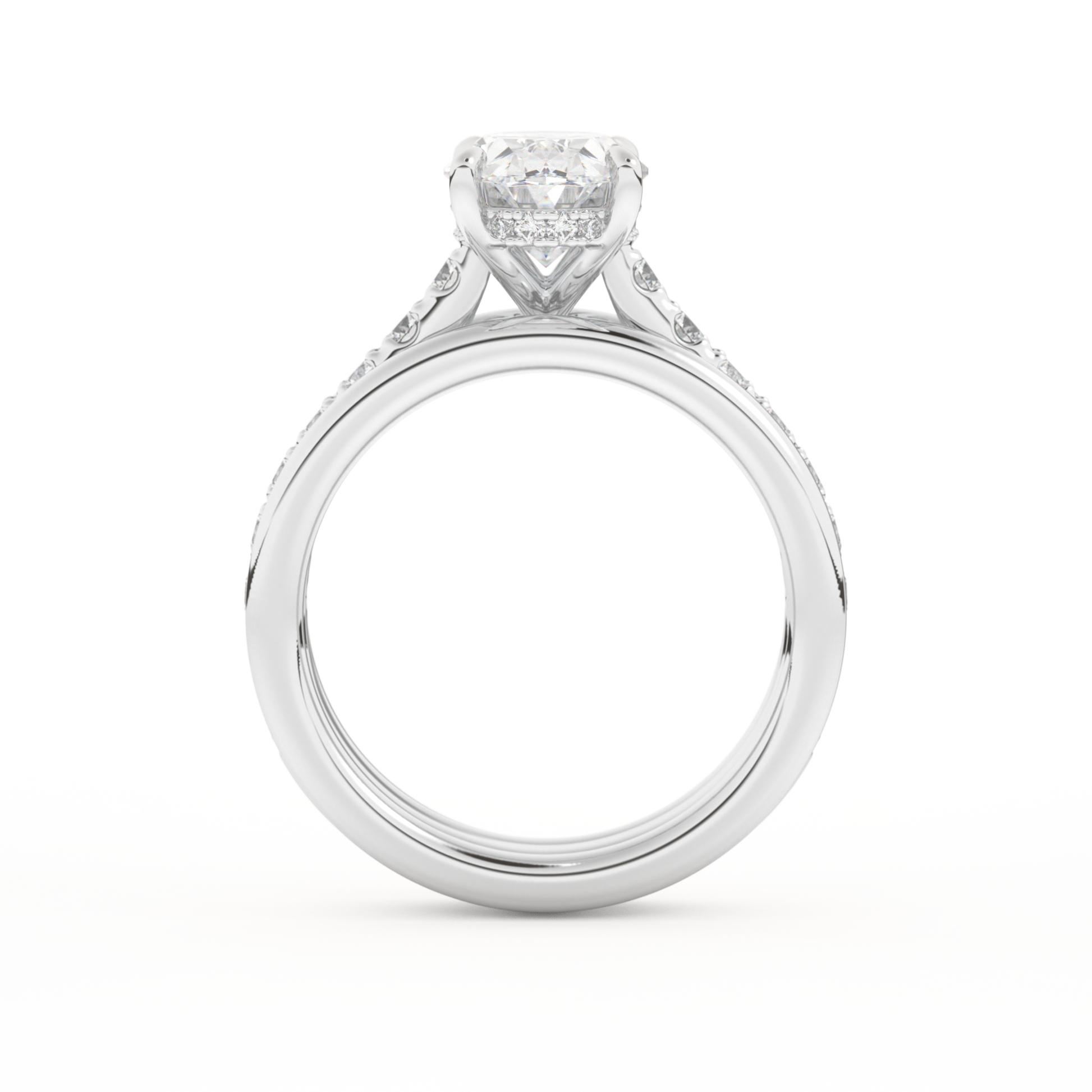 Oval Cut 2.07 Carat Moissanite Ring – Channel Pave Setting in Gold