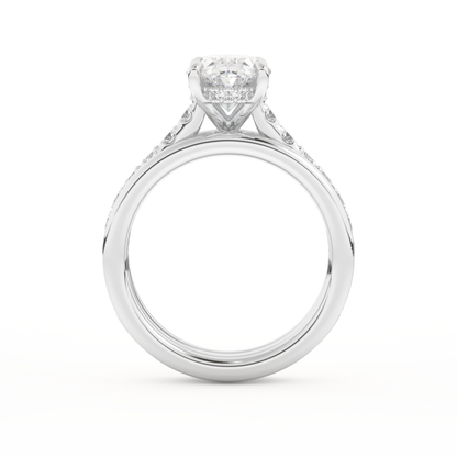 Oval Cut 2.07 Carat Moissanite Ring – Channel Pave Setting in Gold