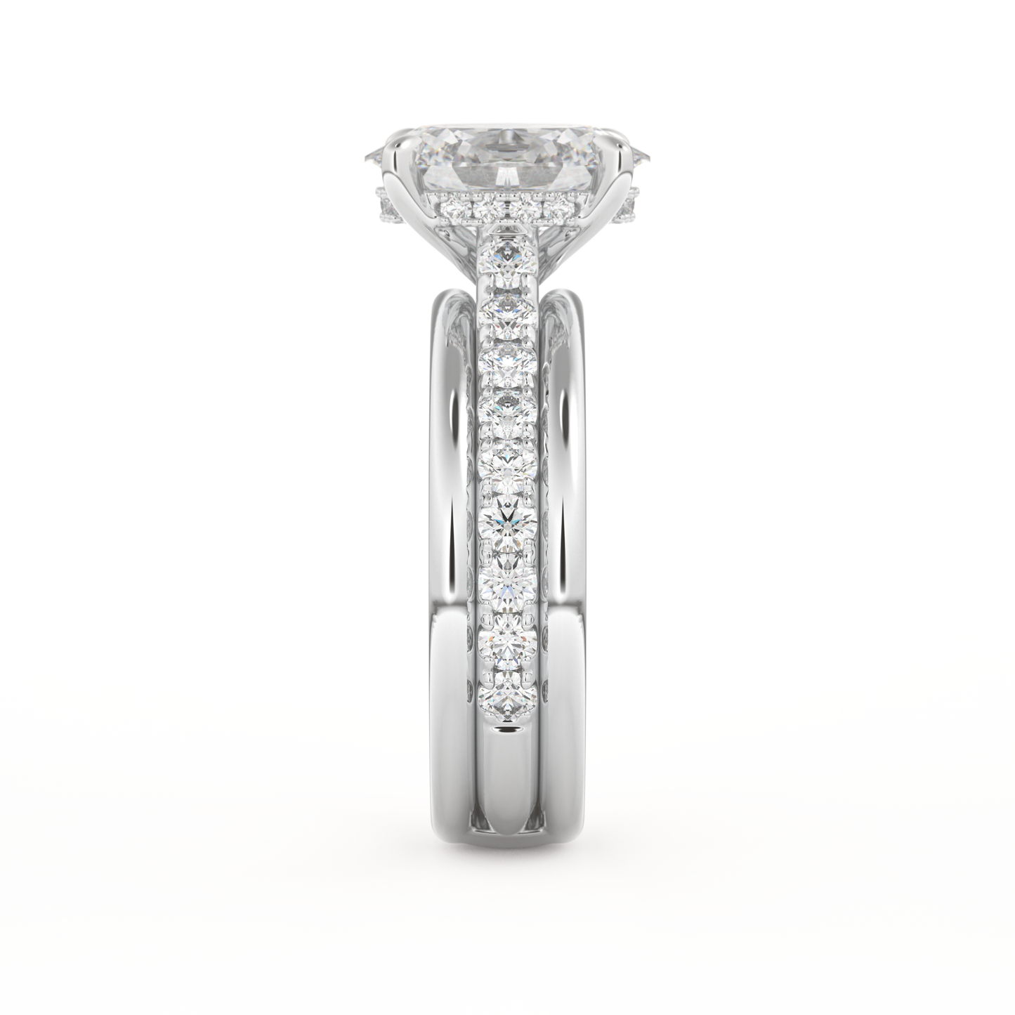 Oval Cut 2.07 Carat Moissanite Ring – Channel Pave Setting in Gold