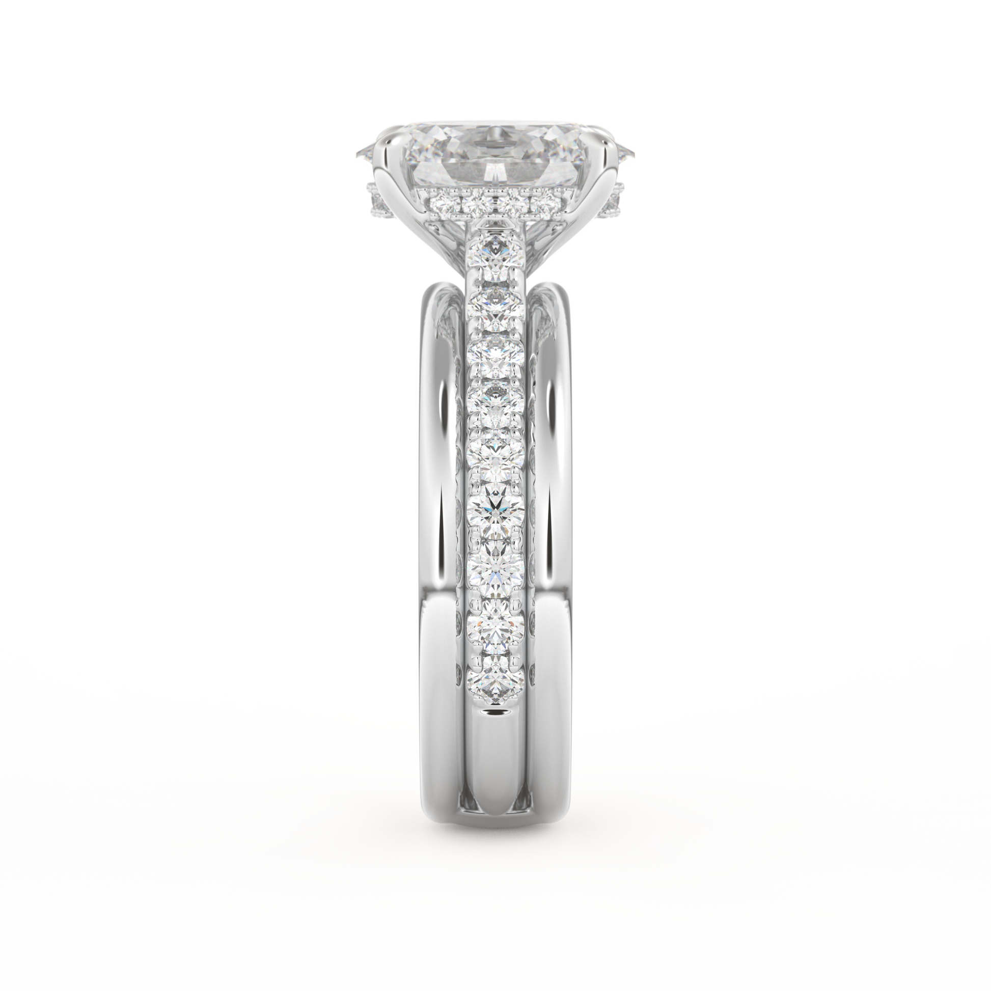 Oval Cut 2.07 Carat Moissanite Ring – Channel Pave Setting in Gold