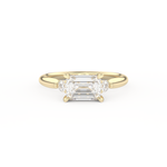 Emerald Cut 1.31 Carat Moissanite Ring – Three Stones Setting in Gold