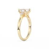 Emerald Cut 1.31 Carat Moissanite Ring – Three Stones Setting in Gold