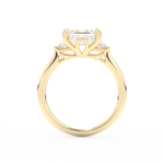 Emerald Cut 1.31 Carat Moissanite Ring – Three Stones Setting in Gold