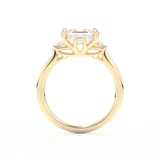 Emerald Cut 1.31 Carat Moissanite Ring – Three Stones Setting in Gold