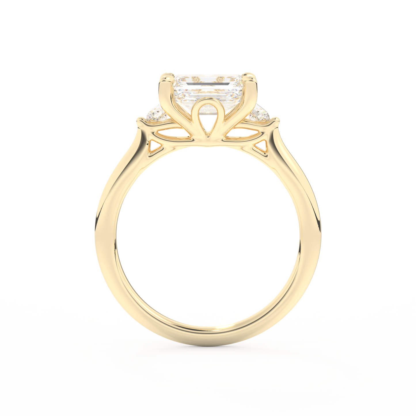 Emerald Cut 1.31 Carat Moissanite Ring – Three Stones Setting in Gold