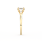 Emerald Cut 1.31 Carat Moissanite Ring – Three Stones Setting in Gold