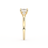 Emerald Cut 1.31 Carat Moissanite Ring – Three Stones Setting in Gold
