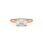 Emerald Cut 1.31 Carat Moissanite Ring – Three Stones Setting in Gold
