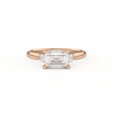 Emerald Cut 1.31 Carat Moissanite Ring – Three Stones Setting in Gold