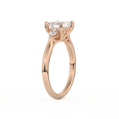 Emerald Cut 1.31 Carat Moissanite Ring – Three Stones Setting in Gold