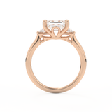 Emerald Cut 1.31 Carat Moissanite Ring – Three Stones Setting in Gold