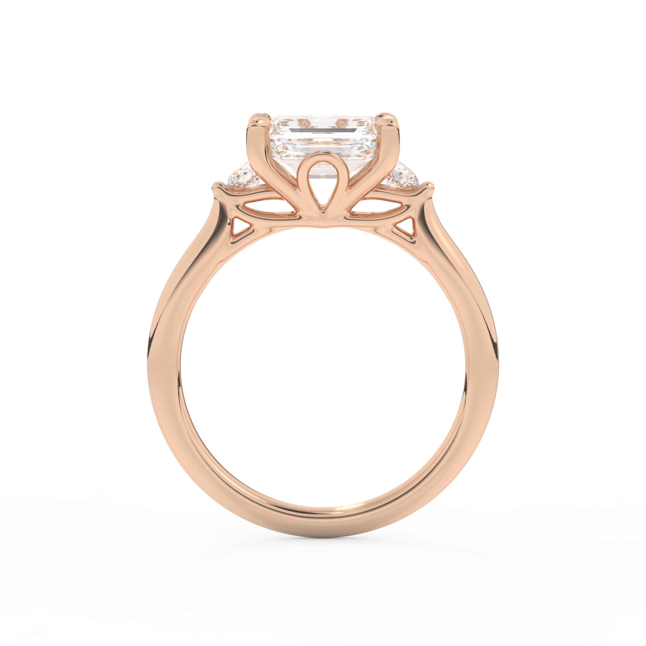 Emerald Cut 1.31 Carat Moissanite Ring – Three Stones Setting in Gold